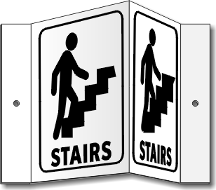 S242: View these signs from 180°. Most EXIT's and fire equipment are approached at an angle, not straight on.