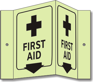 S249: View these signs from 180°. Most EXIT's and fire equipment are approached at an angle, not straight on.