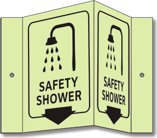 S250: View these signs from 180°. Most EXIT's and fire equipment are approached at an angle, not straight on.