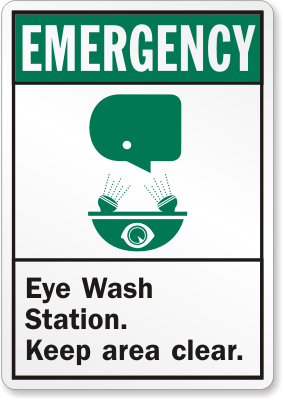 Emergency Eye Wash Station Keep Clear Sign