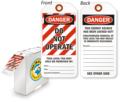 Lockout Tag are sold in a convenient box.