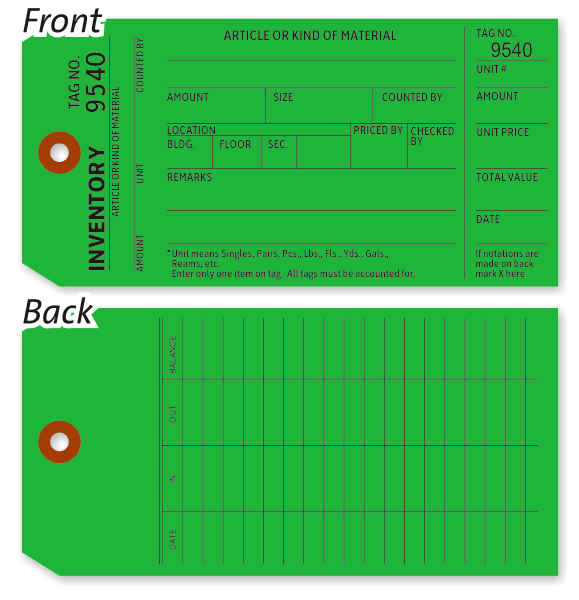 Green Inventory Count Tag