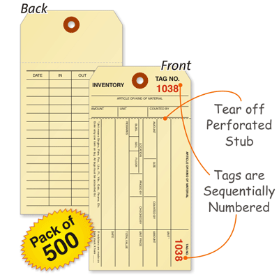 Inventory Sequentially Numbered Tags (with stub)