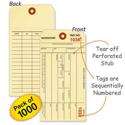 Inventory Sequentially Numbered Tags (with stub)