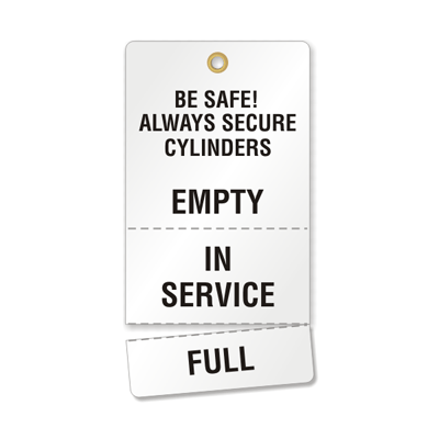 Be Safe! Always Secure Cylinders Plastic Tags