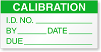 Calibration: ID#/By/Date/Due - Green
