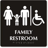 Family Restroom Men, Women, Child Sign