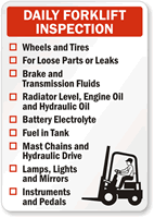 Daily Forklift Inspection Sign