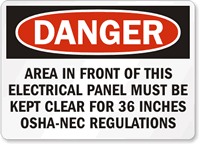 Danger Electrical Panel Clear OSHA Sign