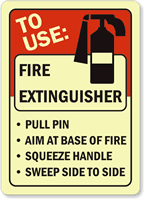 To Use Fire Extinguisher Pull Pin Sign