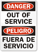 Danger Out Of Service Sign