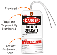 Do Not Operate, Repair Tag