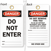 Do Not Enter Lockout Tag