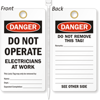 Do Not Operate Electricians At Work Lockout Tag