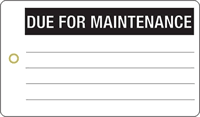 Due To Maintenance Vinyl Inspection Tag