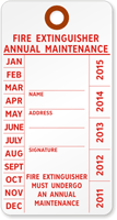 Fire Extinguisher Annual Maintenance Tag