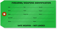 Firearms and Weapons Identification Tag