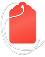 Fluorescent Red Merchandise Price Tag (with strings)