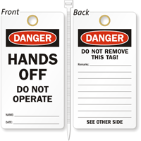 Hands Off Do Not Operate Lockout Tag