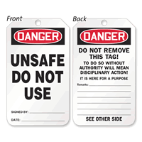 Danger Unsafe Do Not Use