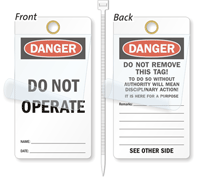 Do Not Operate Lockout Self-Laminating Tag