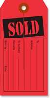 Sold w/slit, red stock, black ink