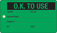 Ok To Use Plastic Tags, Vinyl Inspection Tag