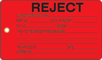 Rejected Plastic Tags, Vinyl Inspection Tag