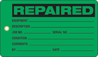 Vinyl Inspection Tags, Repaired Plastic Tags