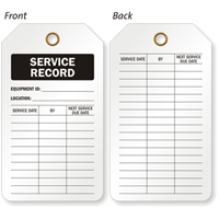 Service Record Two-Sided Inspection and Status Record Tag