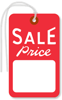 Sale Price, white stock, red ink, w/String