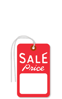Sale Price, white stock, red ink, w/String