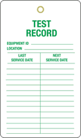 Test Record Plastic Tags, Vinyl Inspection Tag
