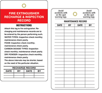 Fire Extinguisher Recharge And Inspection Vinyl Tags