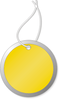 Yellow Metal Rim Key Tags (pre-strung)