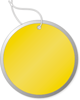 Yellow Metal Rim Key Tags (pre-strung)