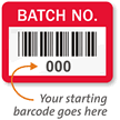 BATCH NO., with barcode numbering