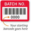 BATCH NO. Label, barcode, pack of 1000