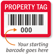 PROPERTY TAG, with barcode numbering