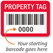 PROPERTY TAG, barcode, pack of 1000