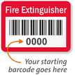 FIRE EXTINGUISHER Label, barcode, pack of 1000