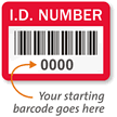 I.D. NUMBER Label, barcode, pack of 1000