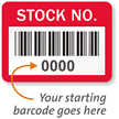 STOCK NO. Label, barcode, pack of 1000