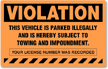 Violation Vehicle Parked Illegally Towing Sticker