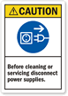 Caution: Before Cleaning  Servicing Disconnect Power Label