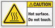 Hot Surface Do Not Touch Label