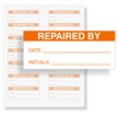 Repaired By Calibration Labels, Orange On White
