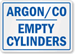 Argon Empty Cylinders Sign
