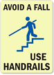 Avoid A Fall Use Handrails Sign