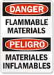 Danger Flammable Materials Vertical Sign